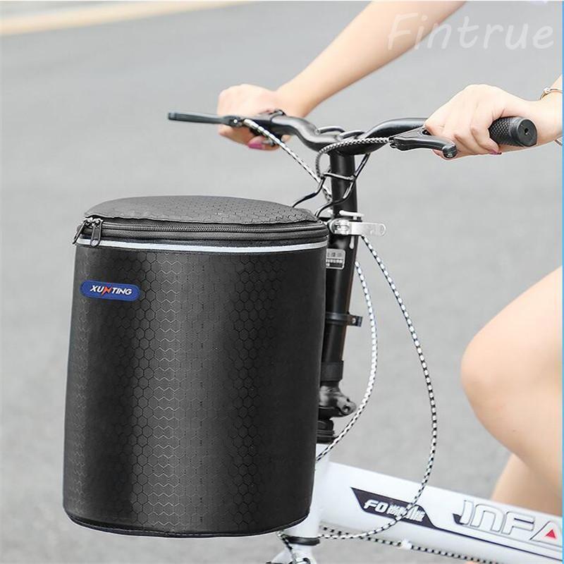 フロントバッグ 自転車カゴ ハンドルバッグ バスケット 折りたたみ式 取り外し可能 ヘルメット収納 バッグ 大容量 撥水 蓋付き